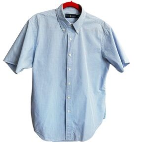 Ralph Lauren Men’s Short Sleeve Button-down Shirt Sz Large Blue White Checked